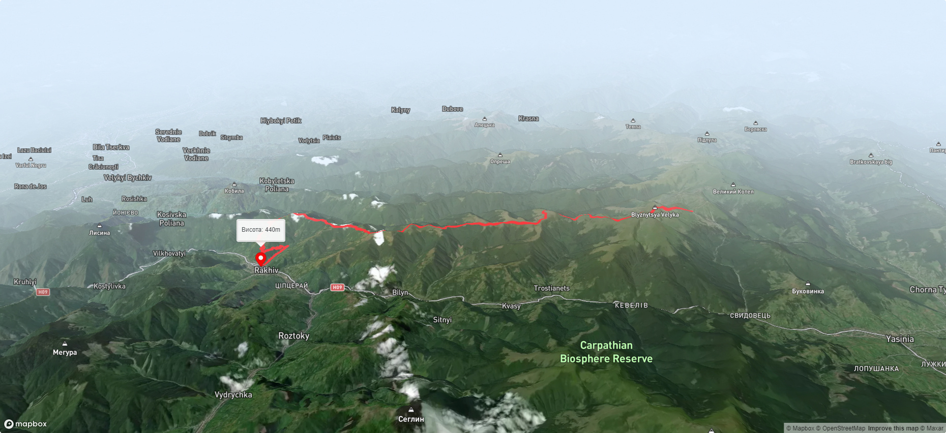 Драгобрат, через г. Близниця до м. Рахів