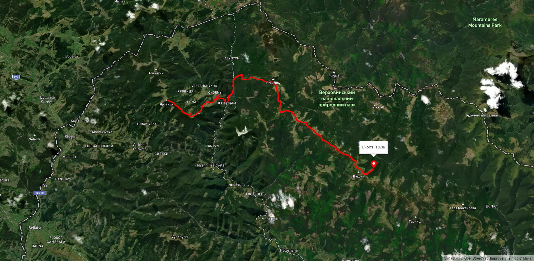 г. Яровиця, через хр. Прилучний, г. Пнів'є до Свято-Троїцького Монастира