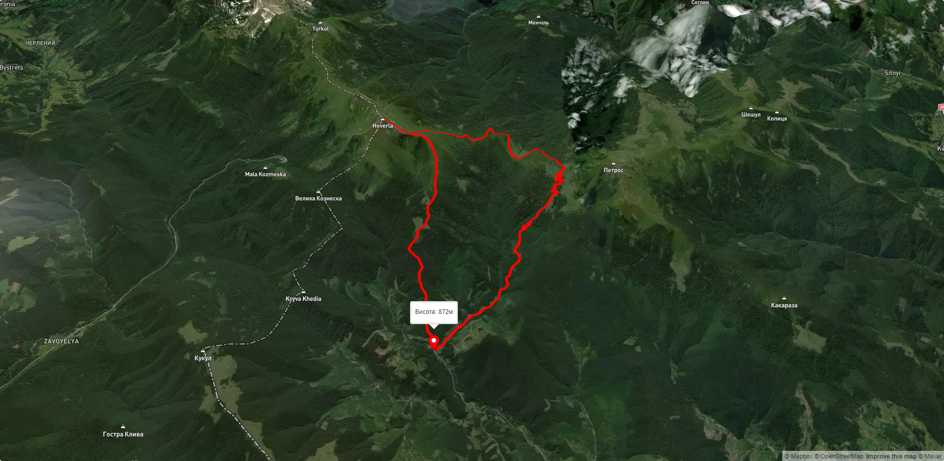 Козьмещик, через г. Петрос, г. Говерла до Козьмещика