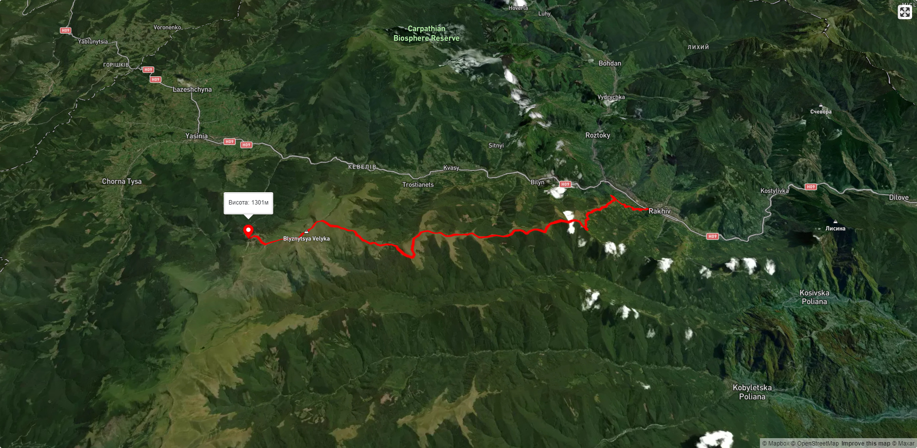 м. Рахів, через г. Близниця до Драгобрату