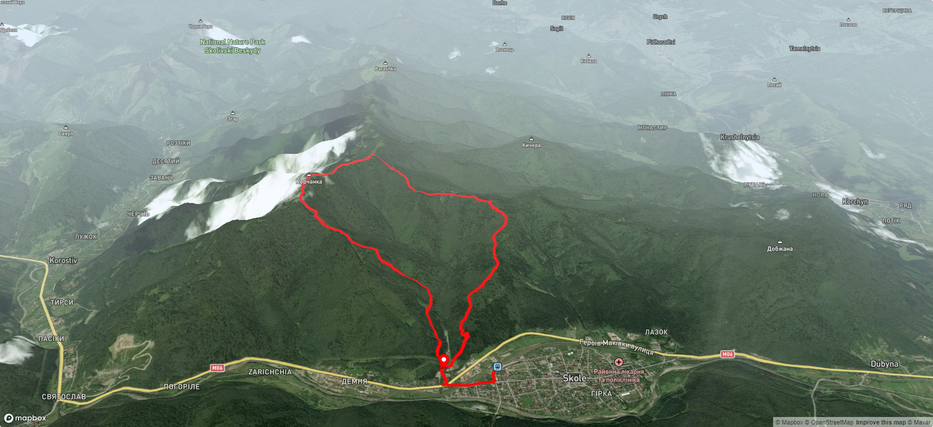 м. Сколе, через г. Марковце, г. Корчанка до м. Сколе