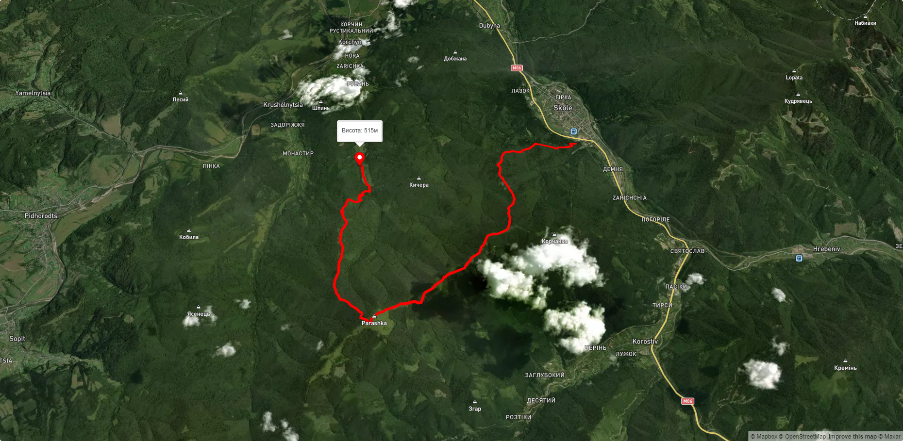 м. Сколе, через г. Парашка до вдсп. Гуркало