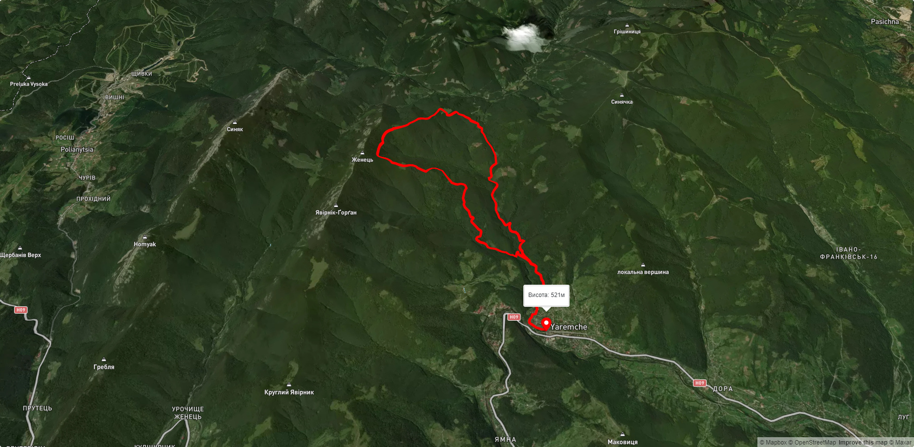 м. Яремче - пер. Переслоп - м. Яремче