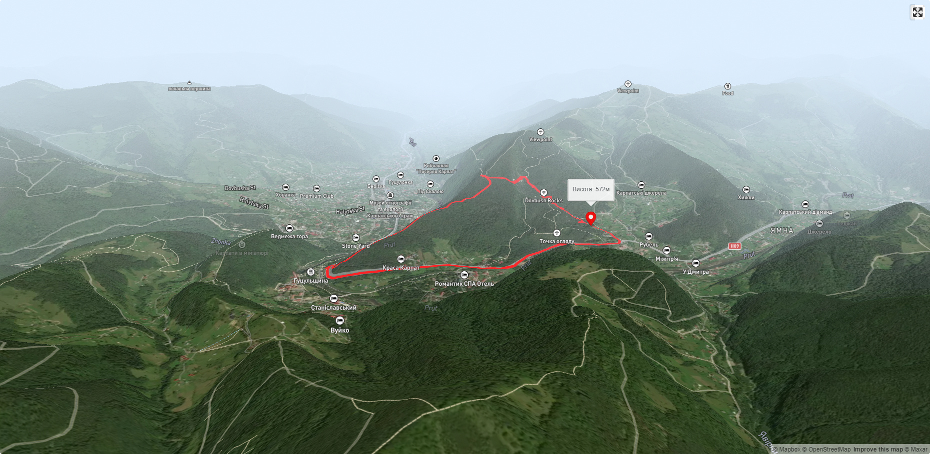 м. Яремче – Скелі Довбуша – м. Яремче