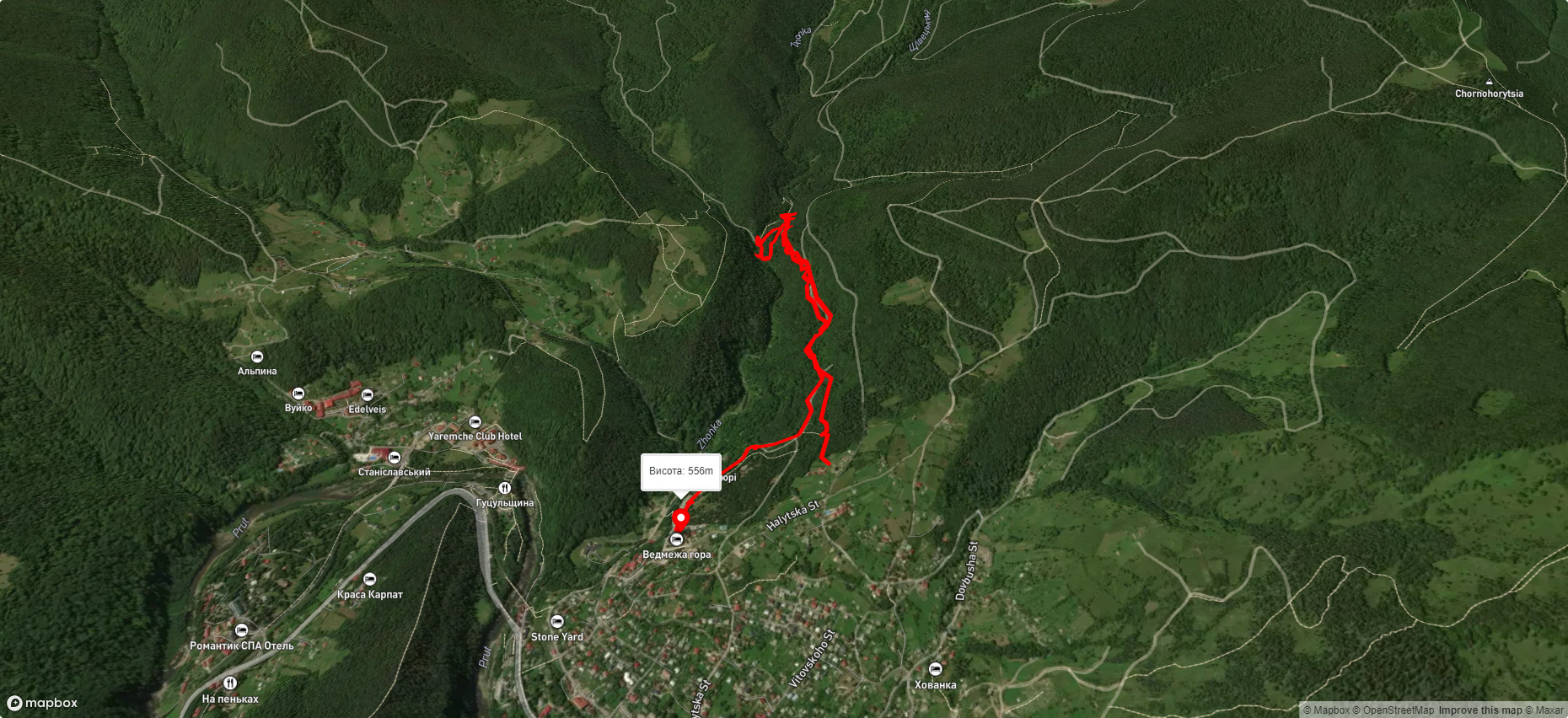 м. Яремче – вдсп. Дівочі Сльози – м. Яремче