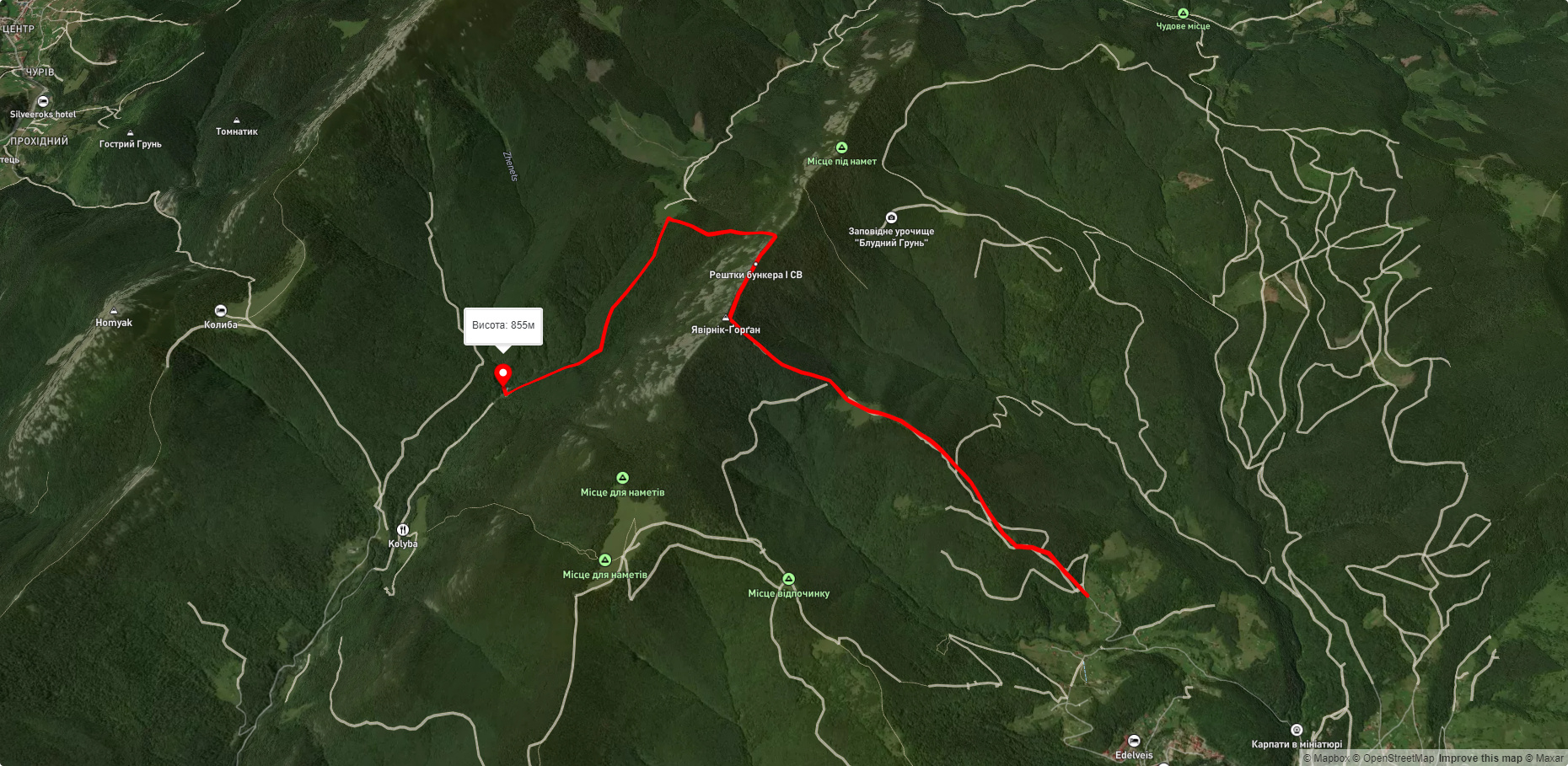 м. Яремче, через г. Явірник-Горган до вдсп. Женецький Гук