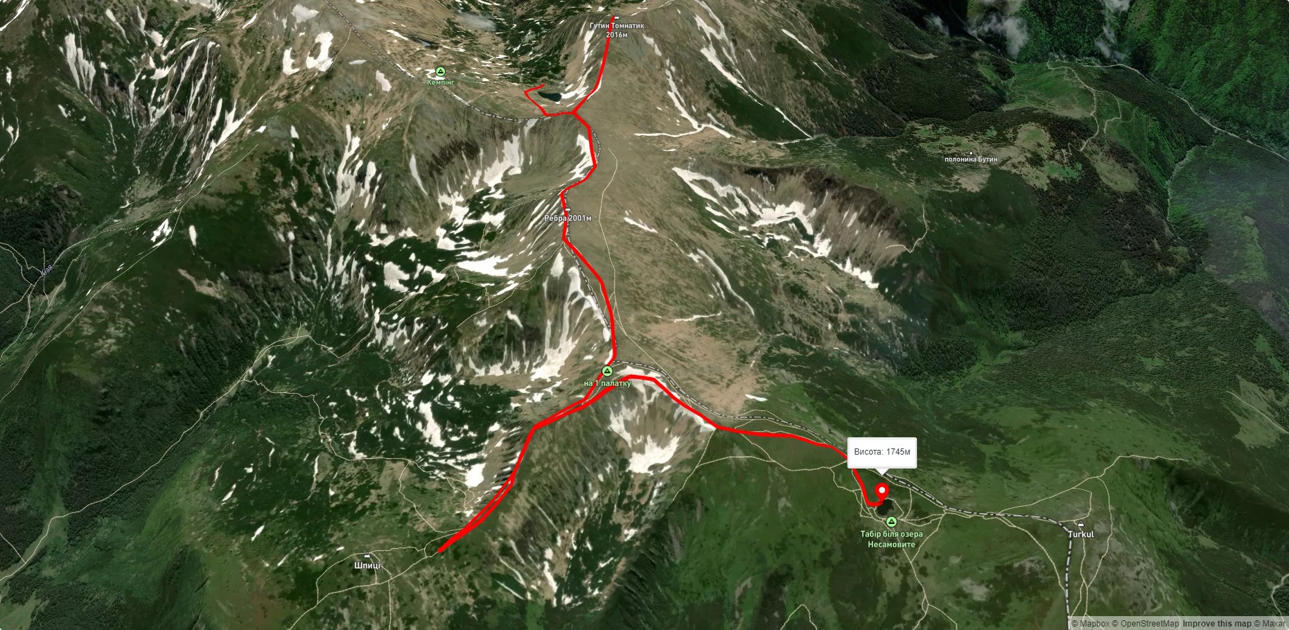 оз. Бребенескул, через г. Ребра, г. Шпиці до оз. Несамовите