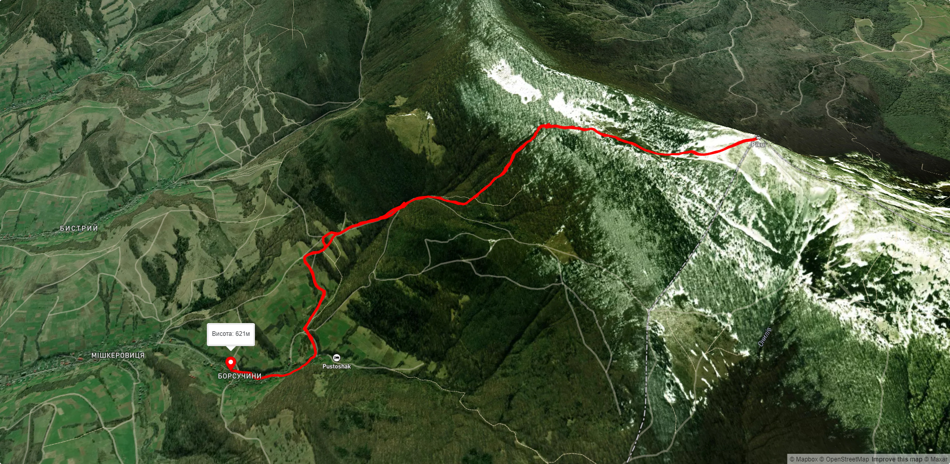 с. Біласовиця – г. Пікуй – с. Біласовиця