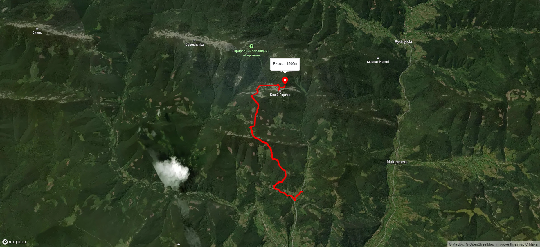 с. Черник, через вдсп. Черник до г. Кізійський Горган