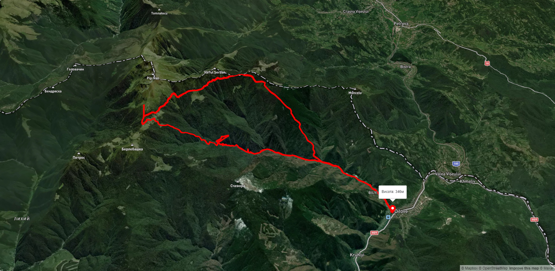 с. Ділове – г. Піп Іван Мармароський – с. Ділове