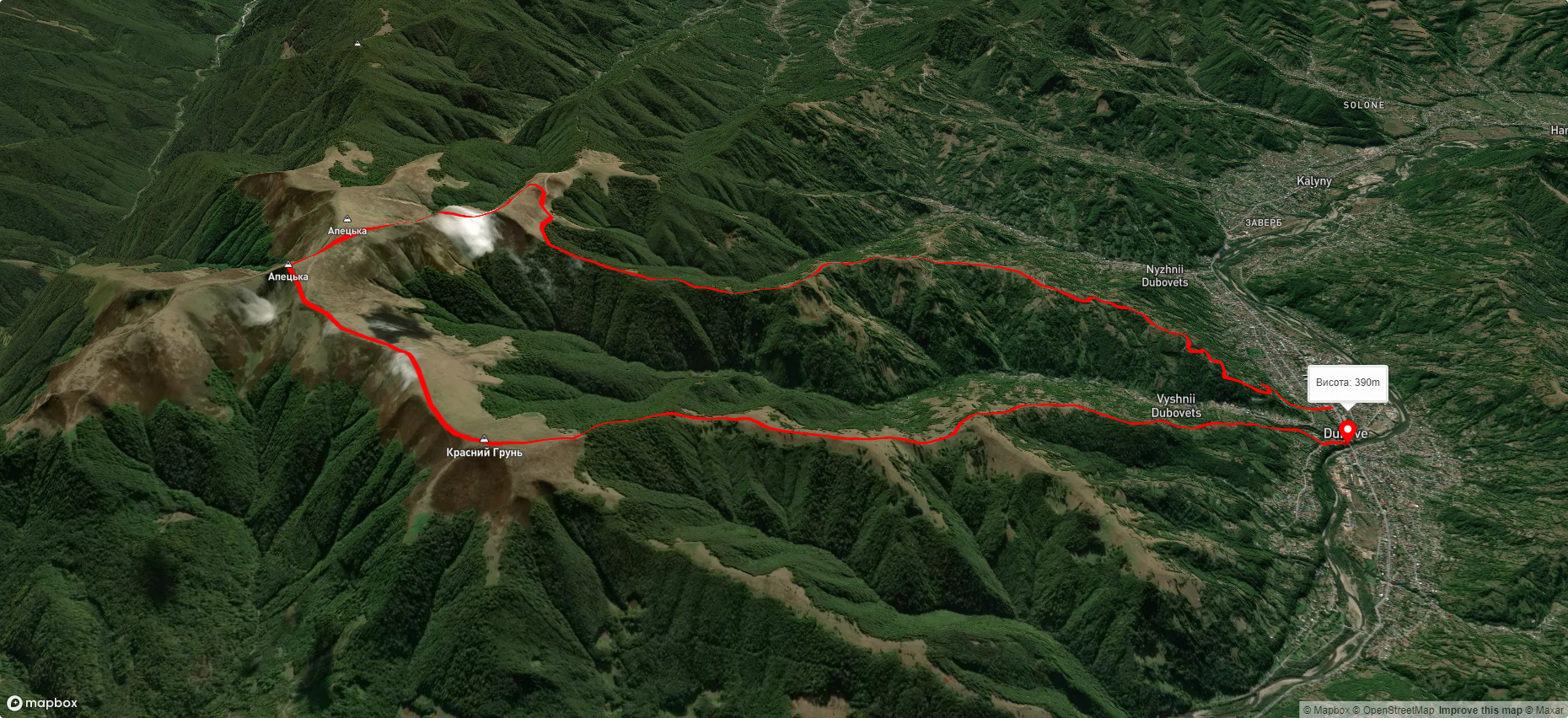 с. Дубове – г. Апецька – с. Дубове