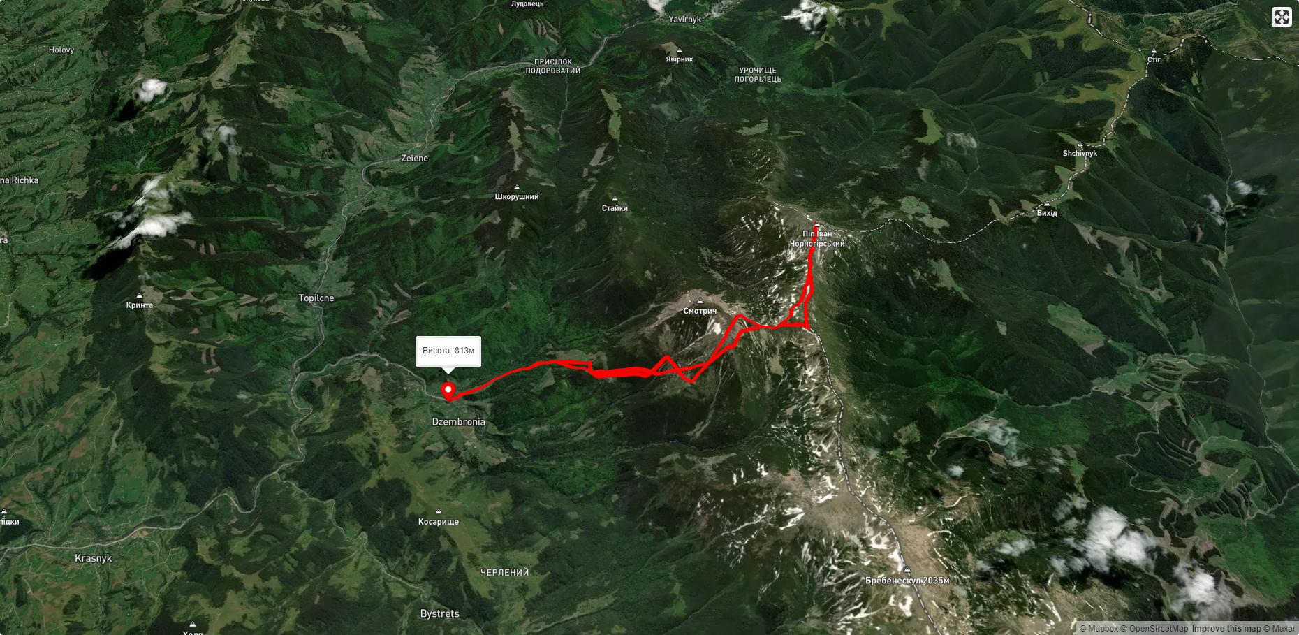 с. Дземброня – г. Піп Іван Чорногірський – с. Дземброня