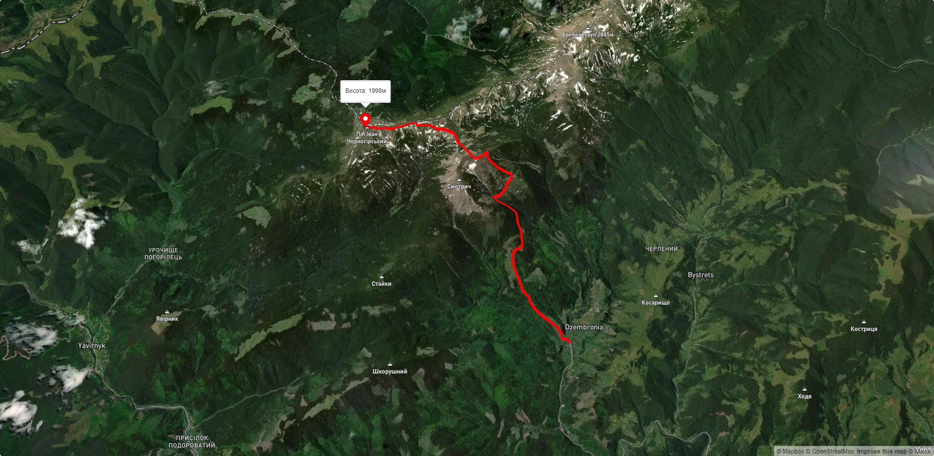 с. Дземброня - г. Піп Іван Чорногірський