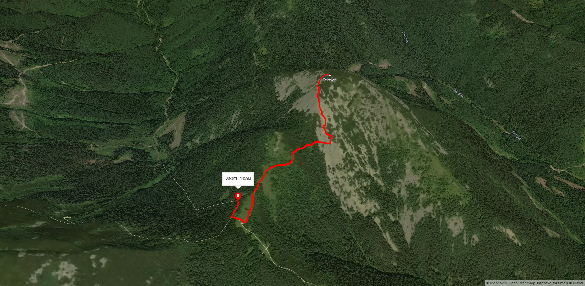 с. Гриньків - г. Середня