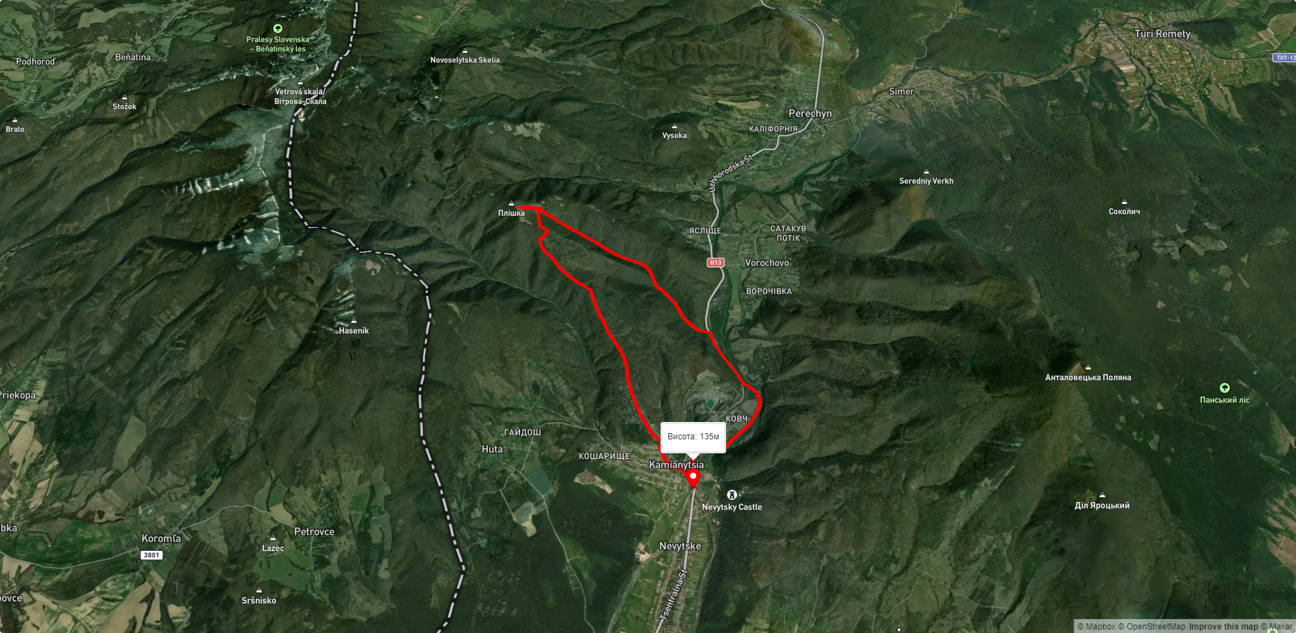 с. Кам'яниця – г. Плішка – с. Кам'яниця