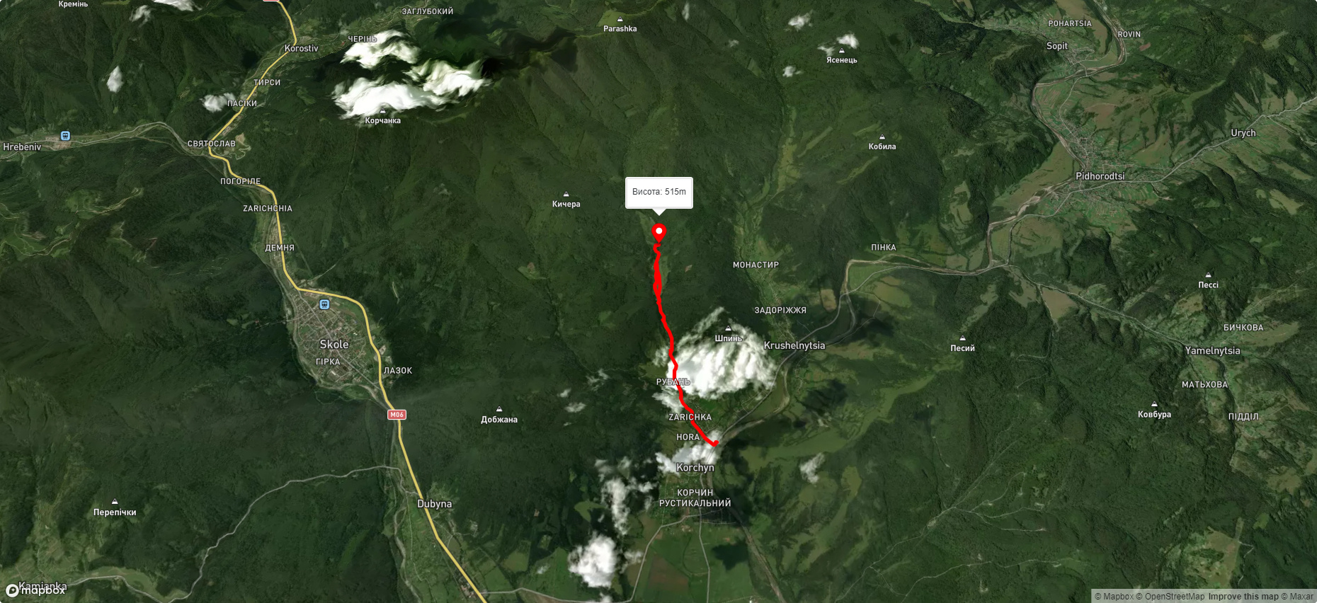 Маршрут: с. Корчин – вдсп. Гуркало