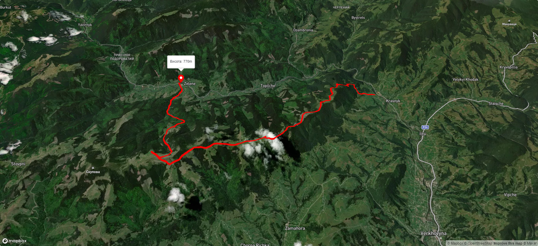 с. Красник, через хр. Кринта–Скупова до с. Зелене