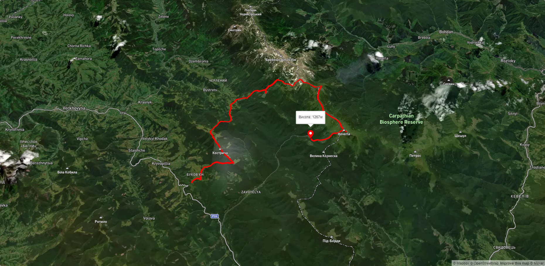 с. Кривопілля, через г. Шпиці, г. Говерла до турбази 'Заросляк'