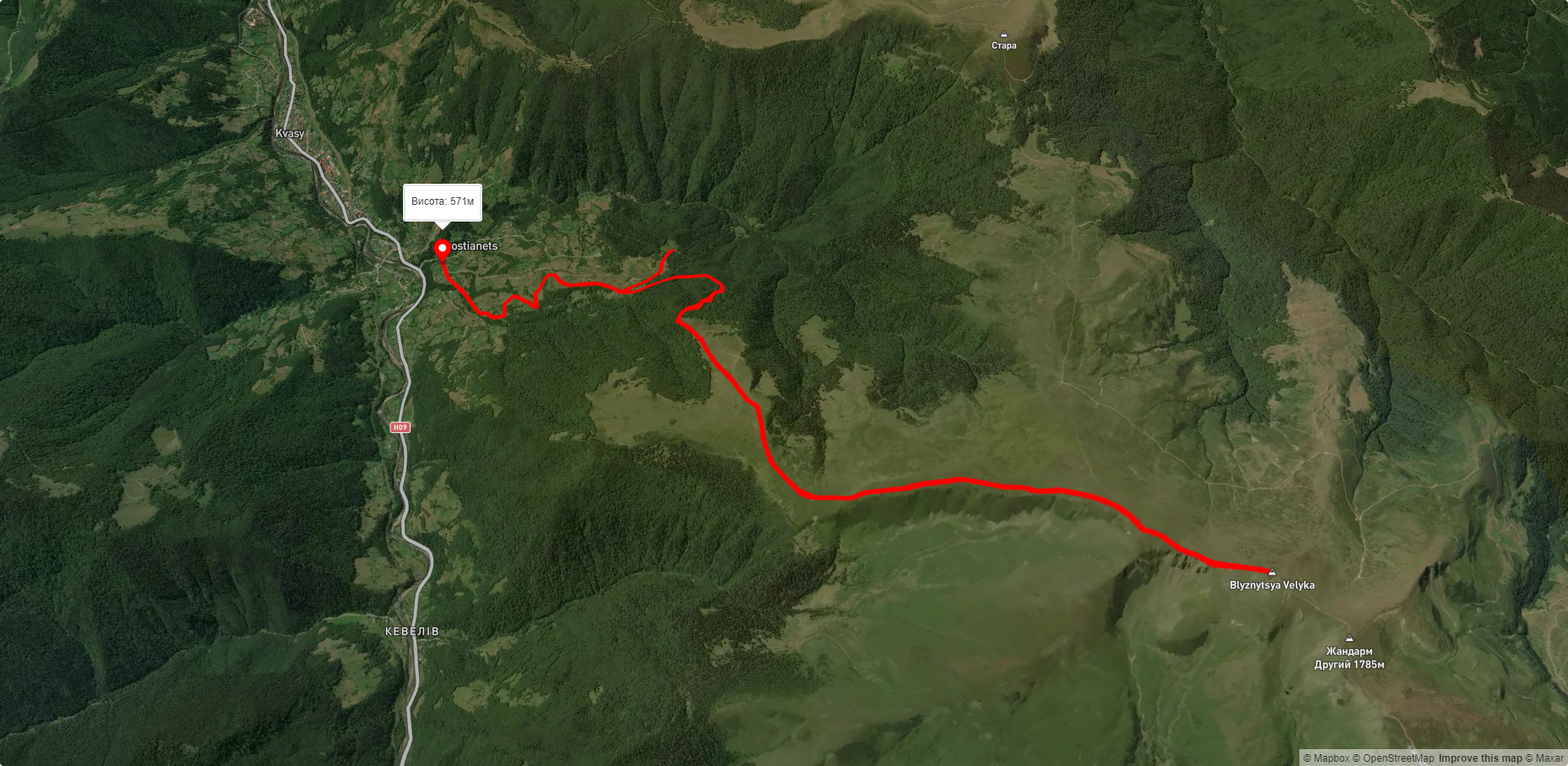 с. Кваси – г. Близниця – с. Кваси