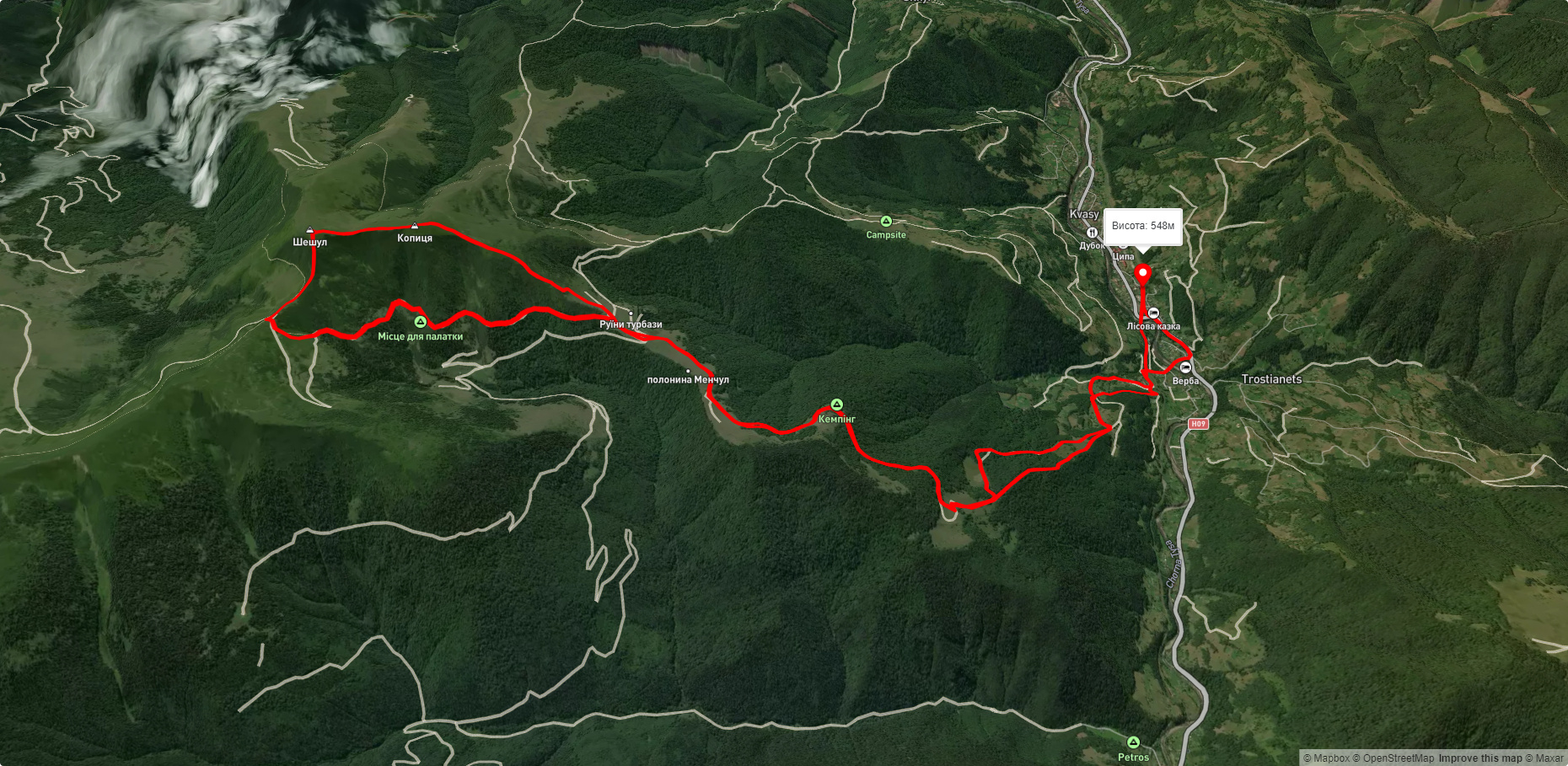 с. Кваси – г. Шешул – с. Кваси