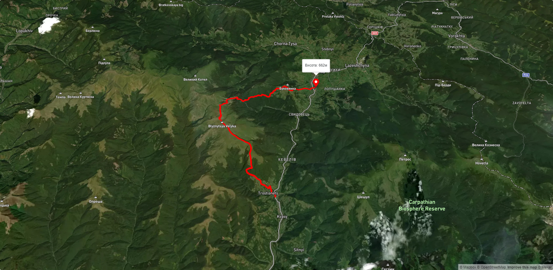 с. Кваси, через г. Близниця, Драгобрат до смт. Ясіня