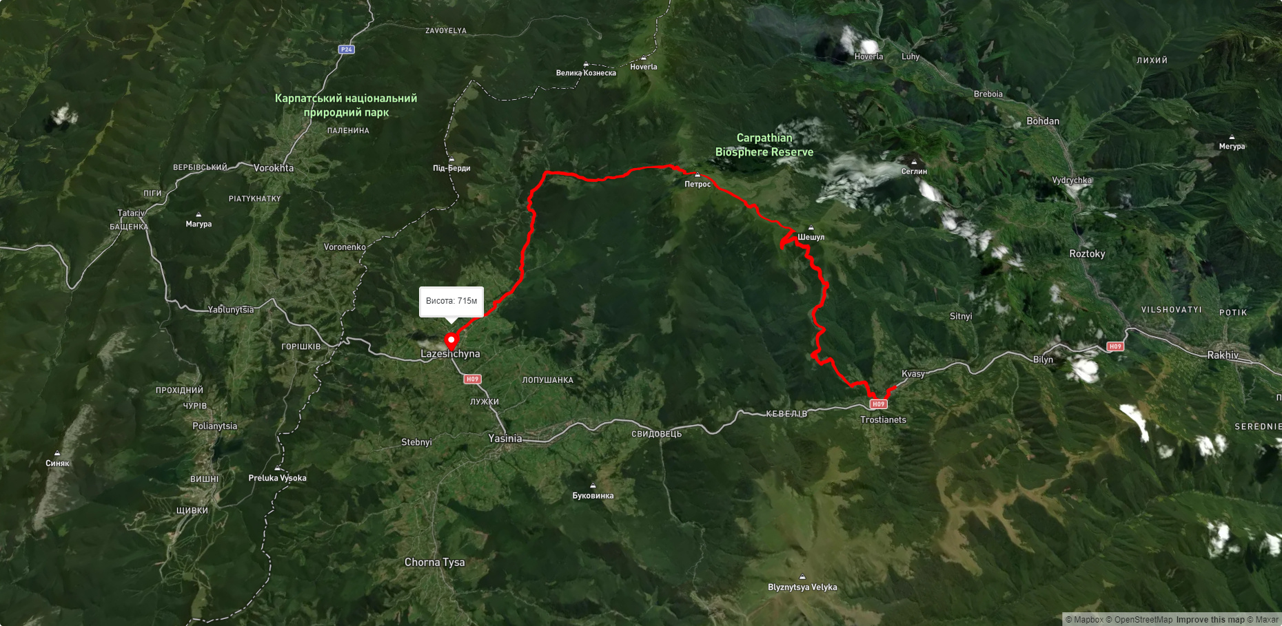 с. Кваси, через г. Петрос, Козьмещик до с. Лазещина