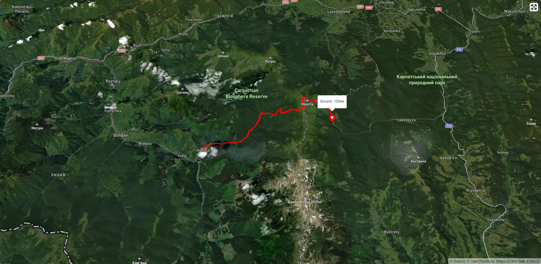 с. Луги, через г. Говерла до турбази 'Заросляк'