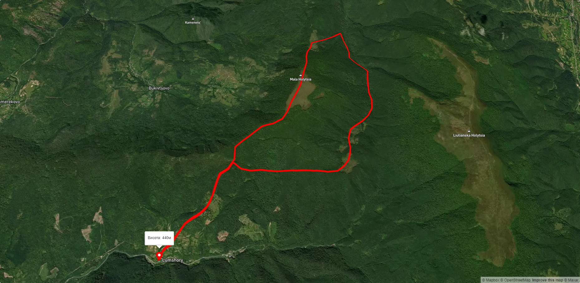 с. Лумшори – г. Мала Голиця – с. Лумшори
