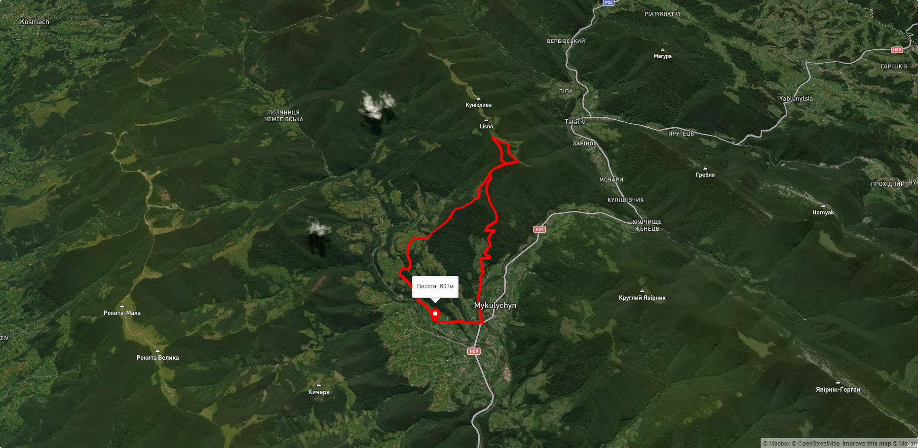 с. Микуличин – г. Ліснів – с. Микуличин