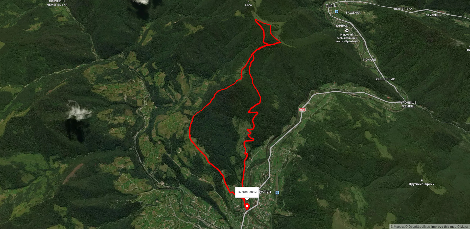 с. Микуличин – г. Ягідна – с. Микуличин