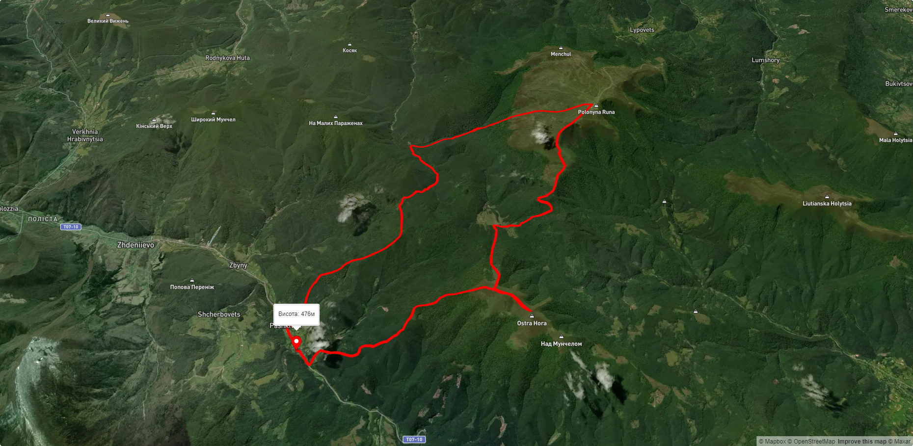 с. Пашківці, через г. Гостра Гора, вдсп. Воєводин до с. Пашківці