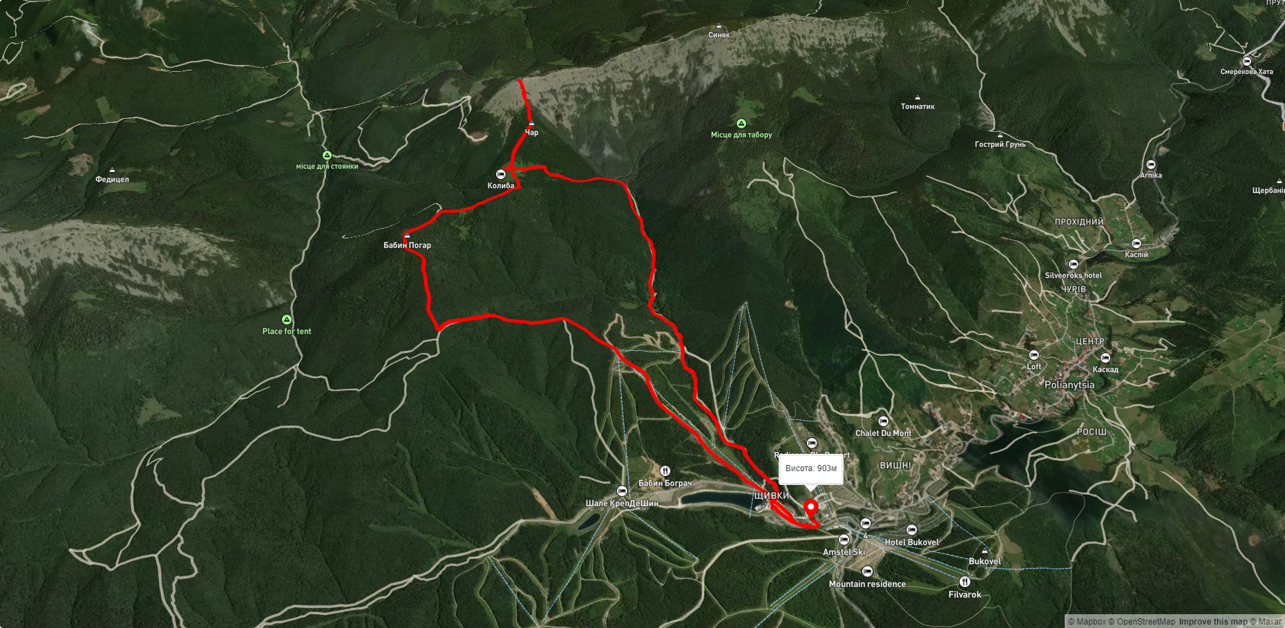 с. Поляниця – г. Малий Горган – с. Поляниця