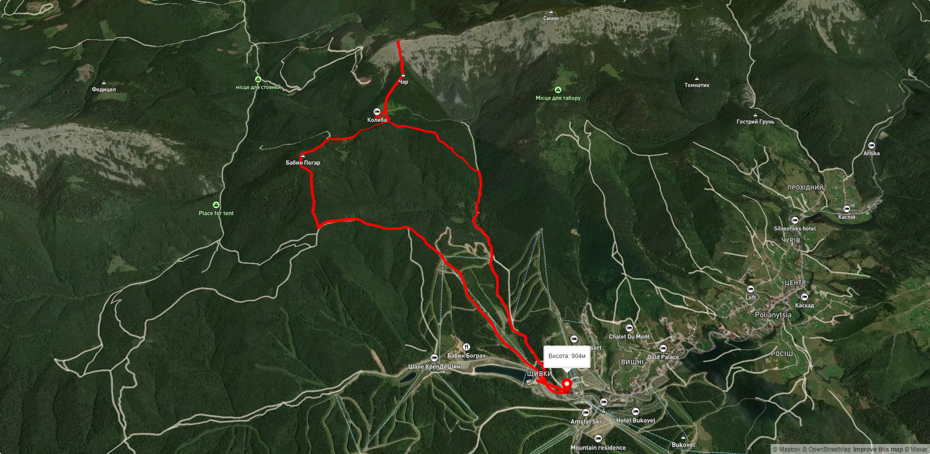 с. Поляниця – г. Малий Горган – с. Поляниця