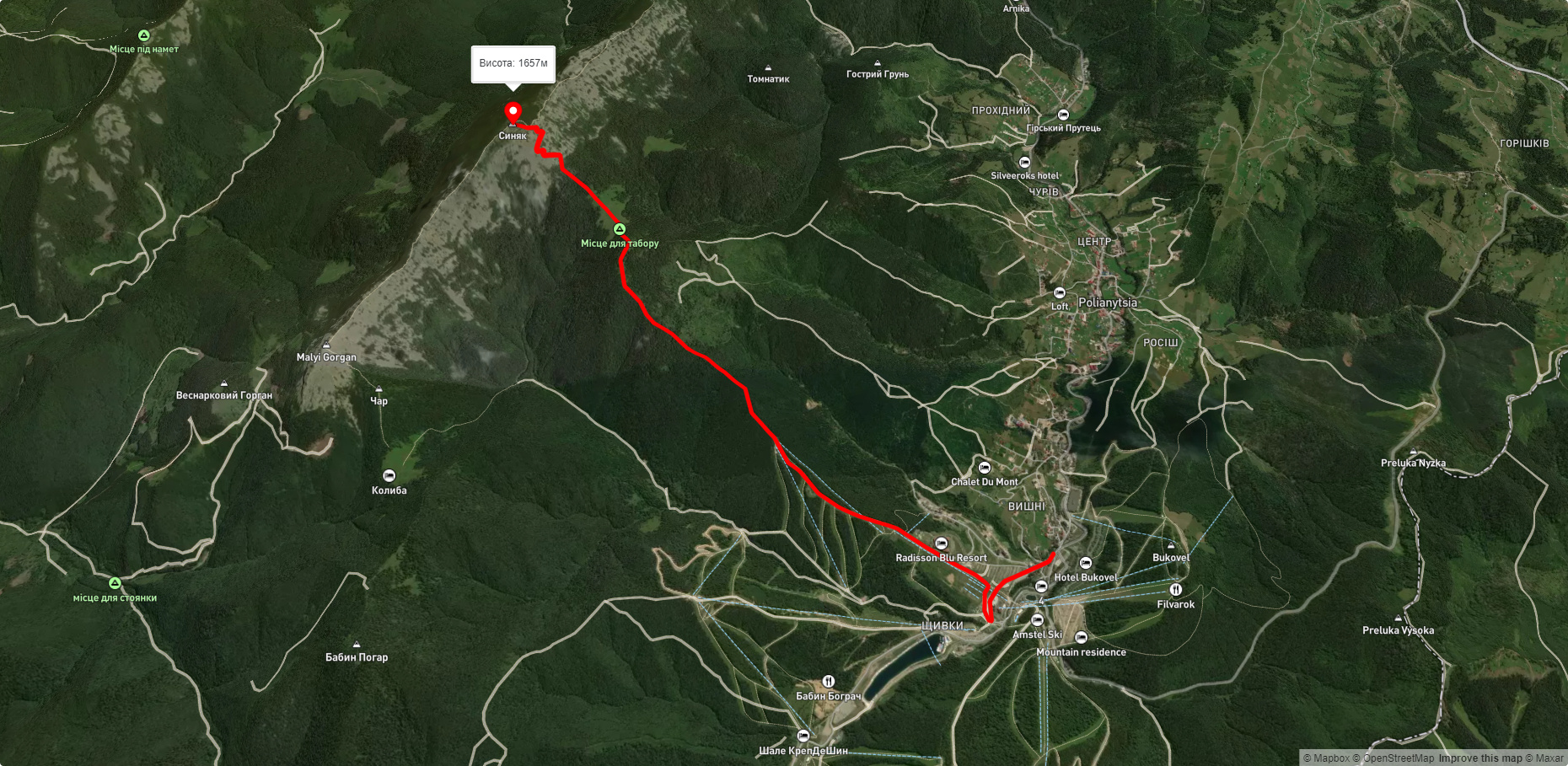 с. Поляниця – г. Синяк