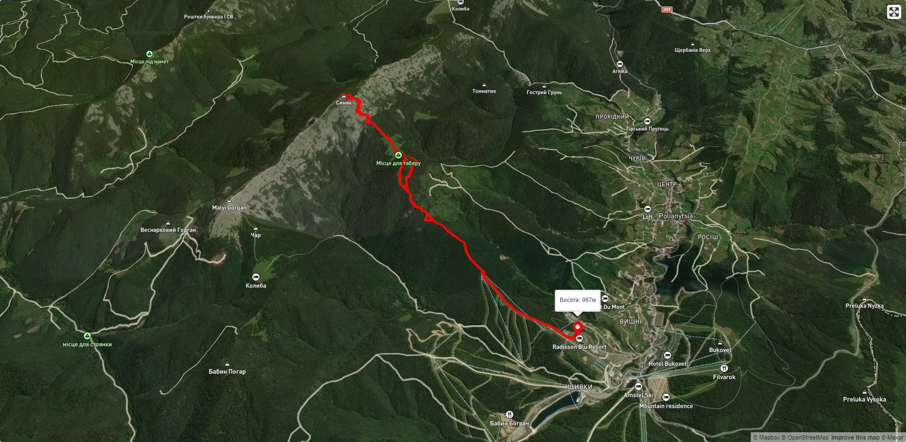 с. Поляниця – г. Синяк – с. Поляниця