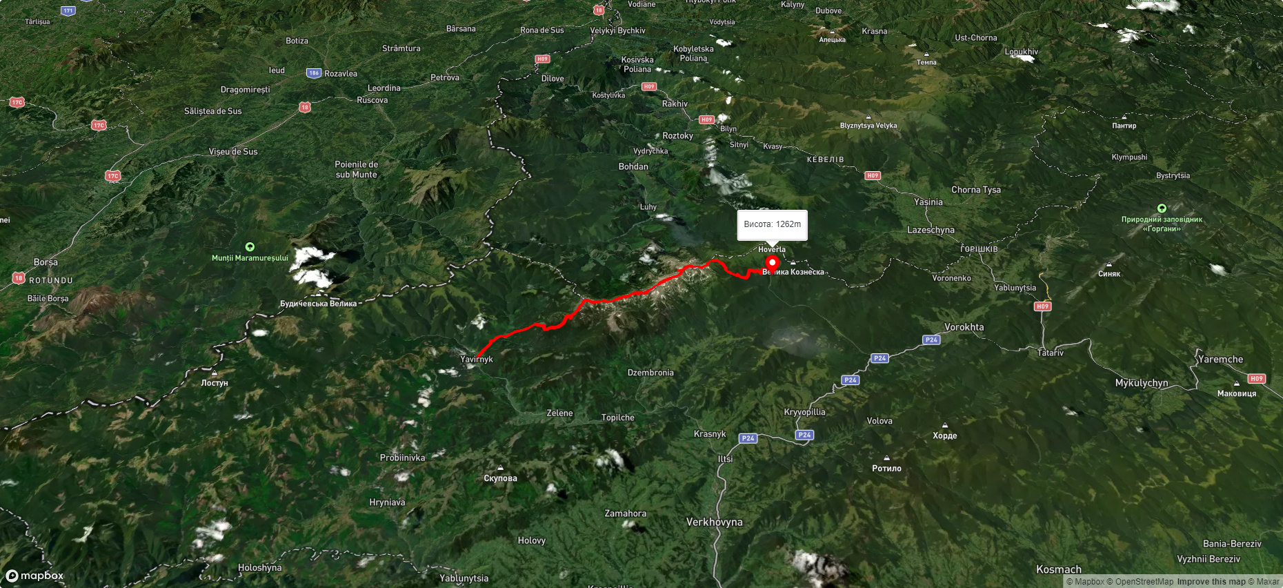 с. Шибене, через г. Піп Іван Чорногірський, г. Бребенескул, оз Несамовите до турбази 'Заросляк'