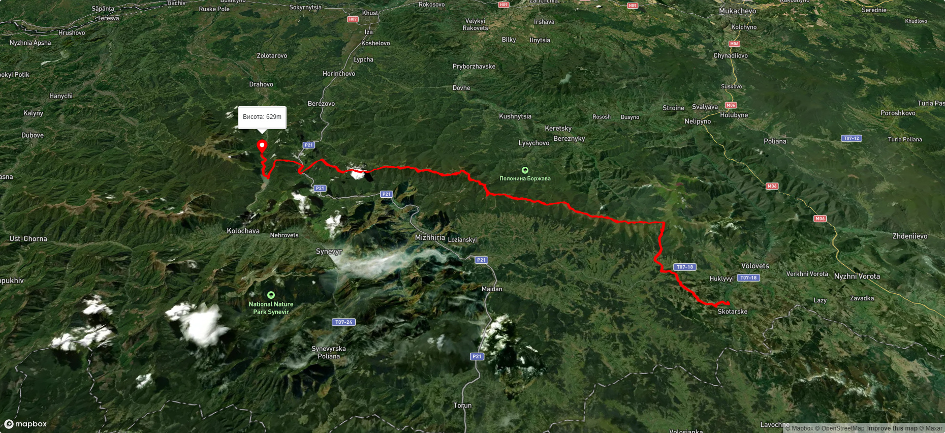 с. Скотарське, через пол. Боржава, пол. Палений Грунь до вдсх. Вільшанське