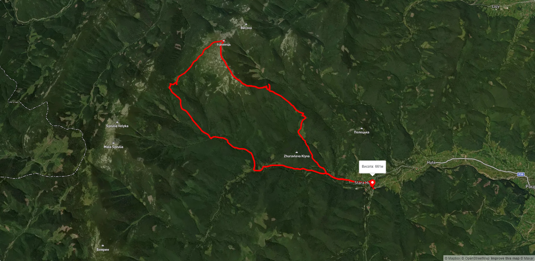 с. Стара Гута – г. Ігровець – с. Стара Гута