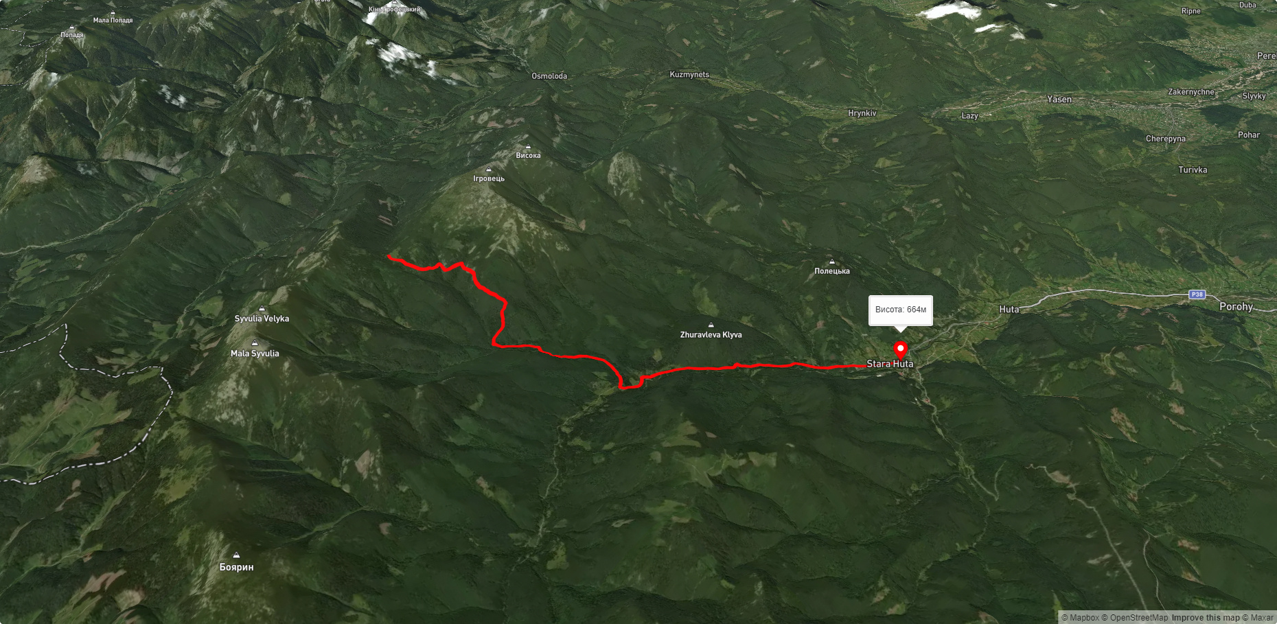 с. Стара Гута - пер. Боревка