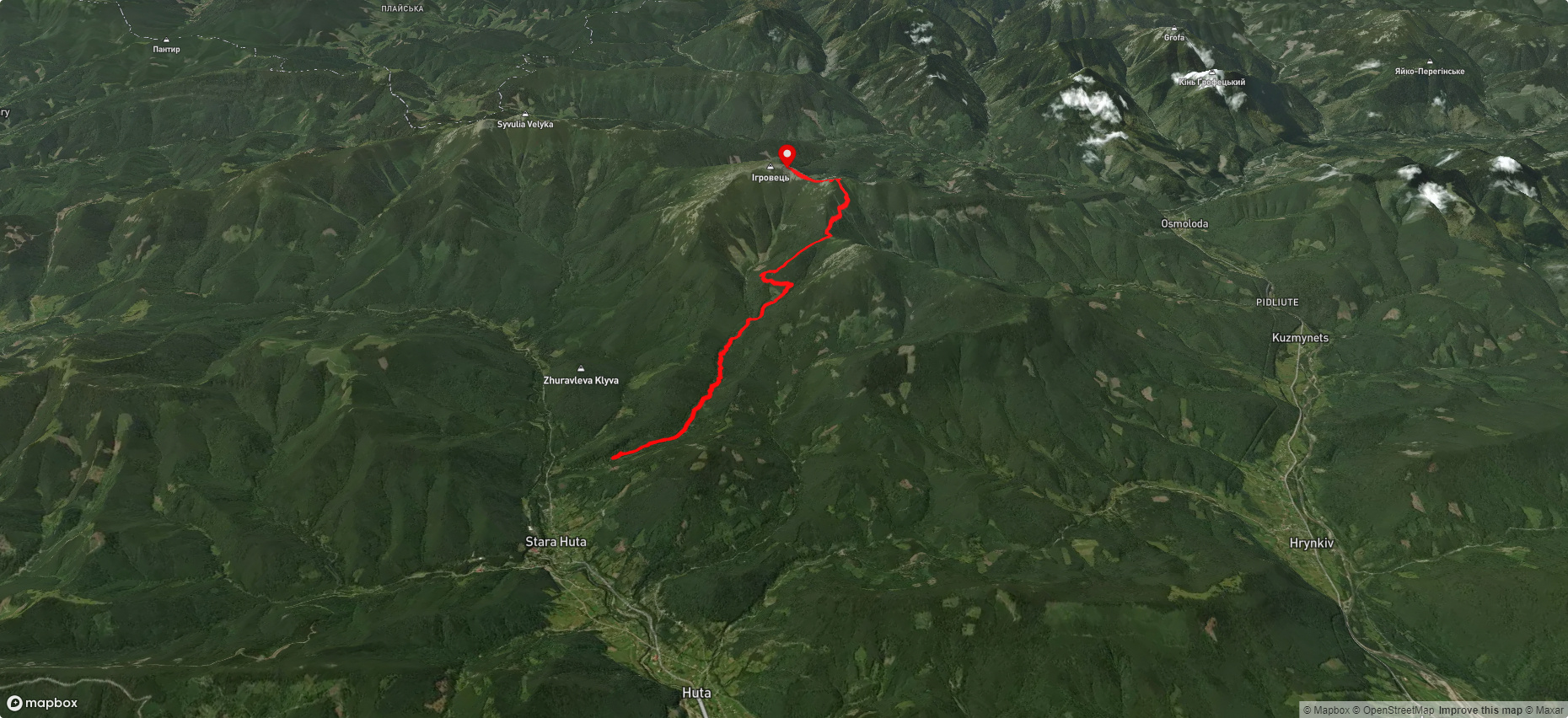 с. Стара Гута, через г. Висока до г. Ігровець