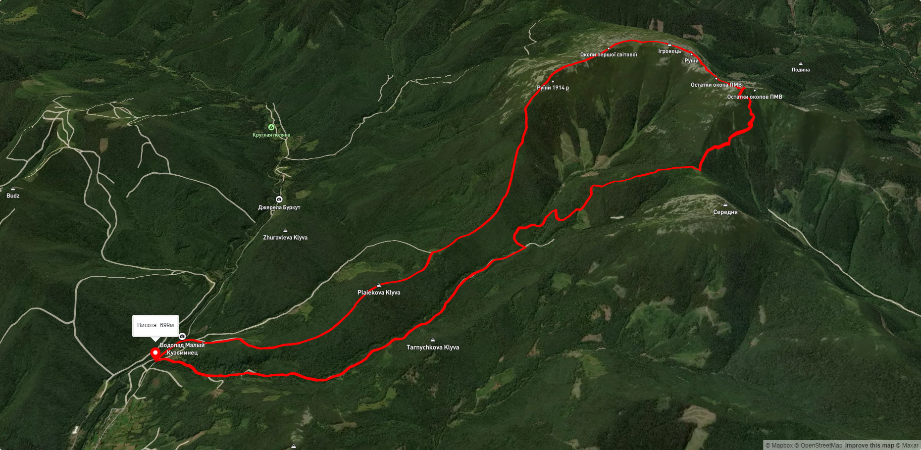 с. Стара Гута, через г. Висока, г. Ігровець до с. Стара Гута