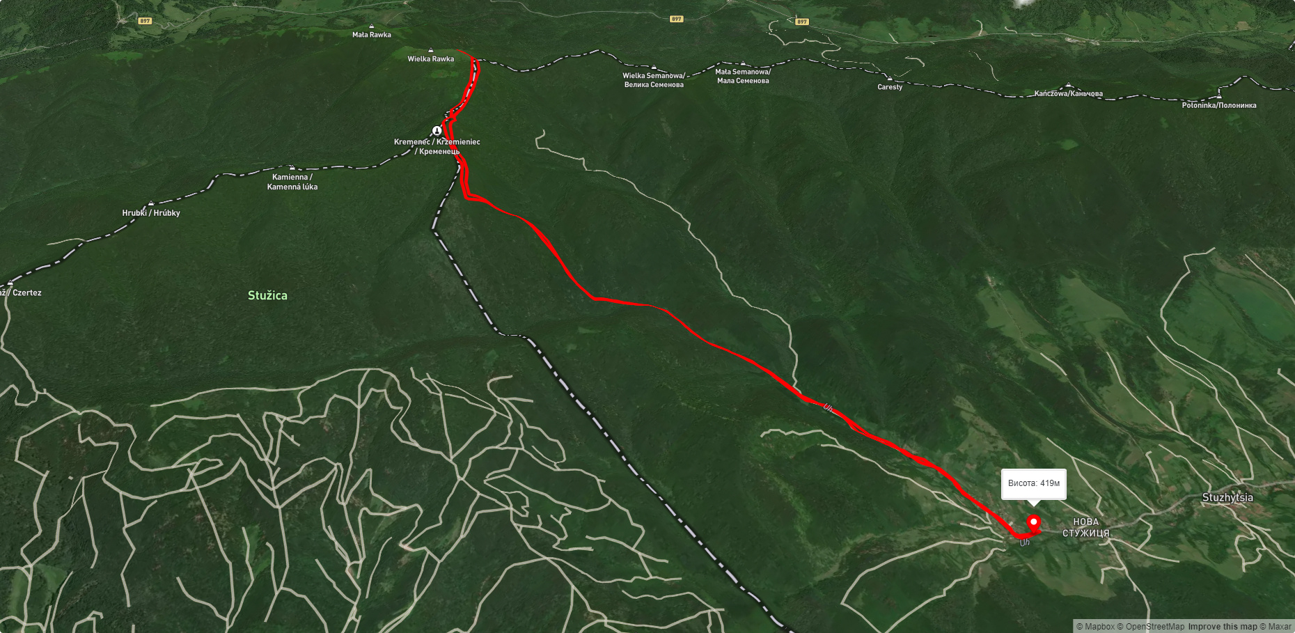 с. Стужиця – г. Кременць – с. Стужиця