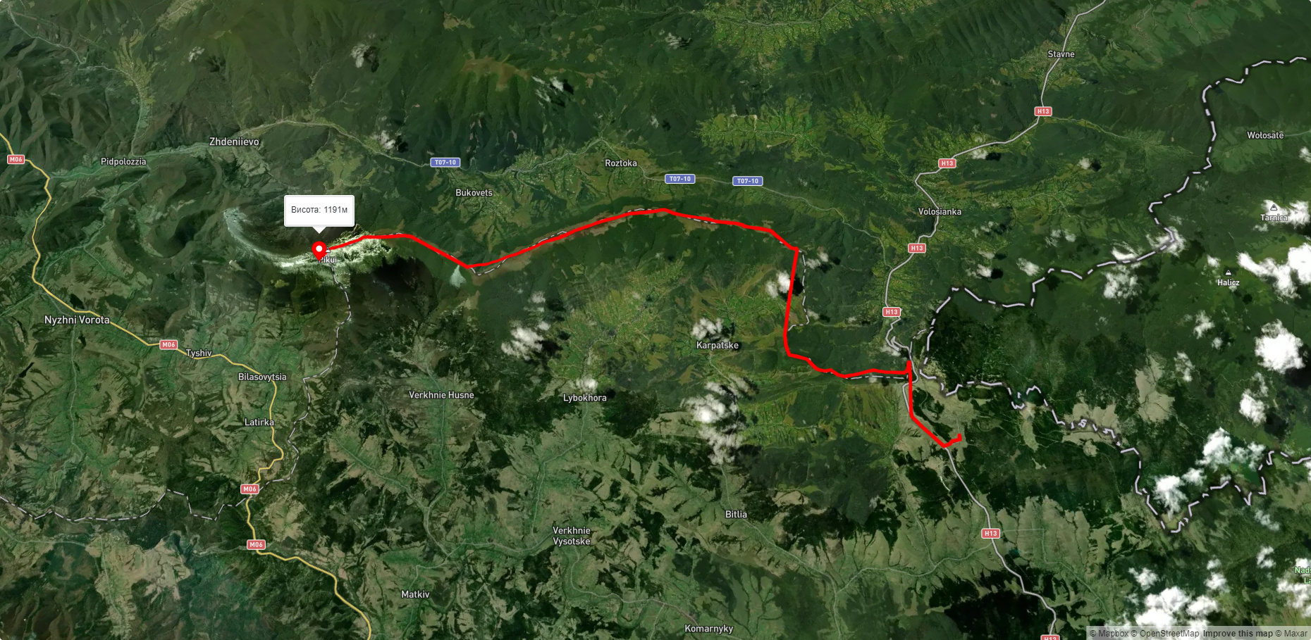 с. Сянки, через г. Старостина, г. Великий Верх до г. Пікуй