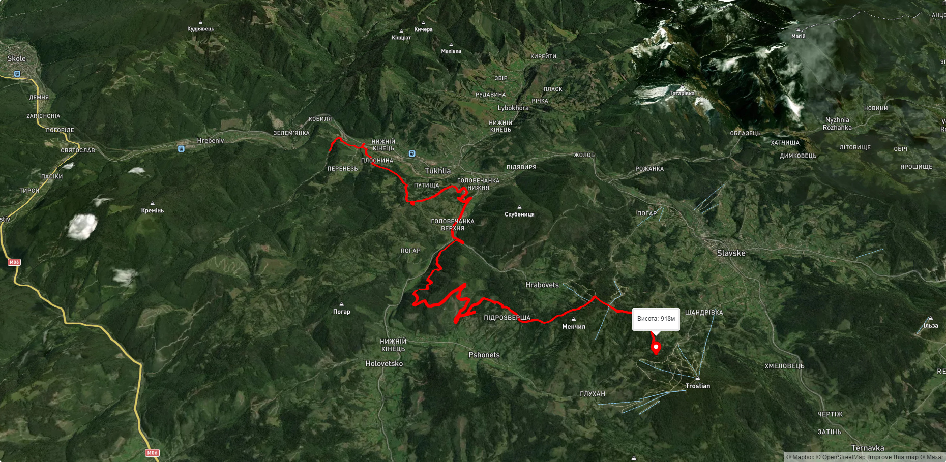 с. Тухля, через г. Маківка до смт. Славське