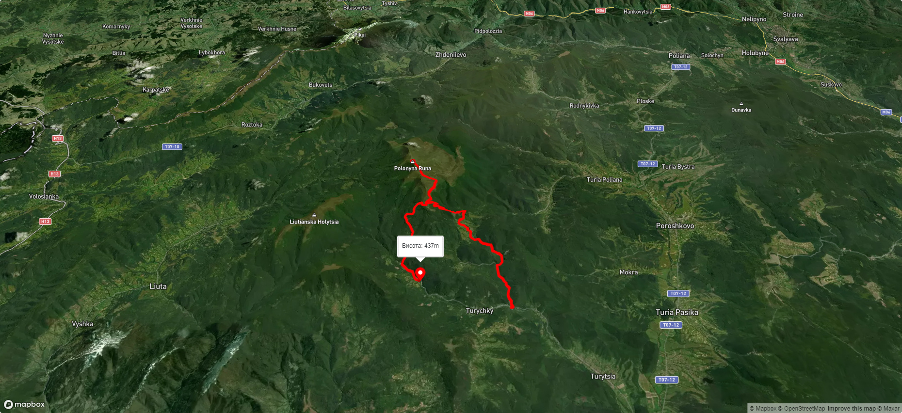 с. Турички, через Полонину Руна до с. Лумшори