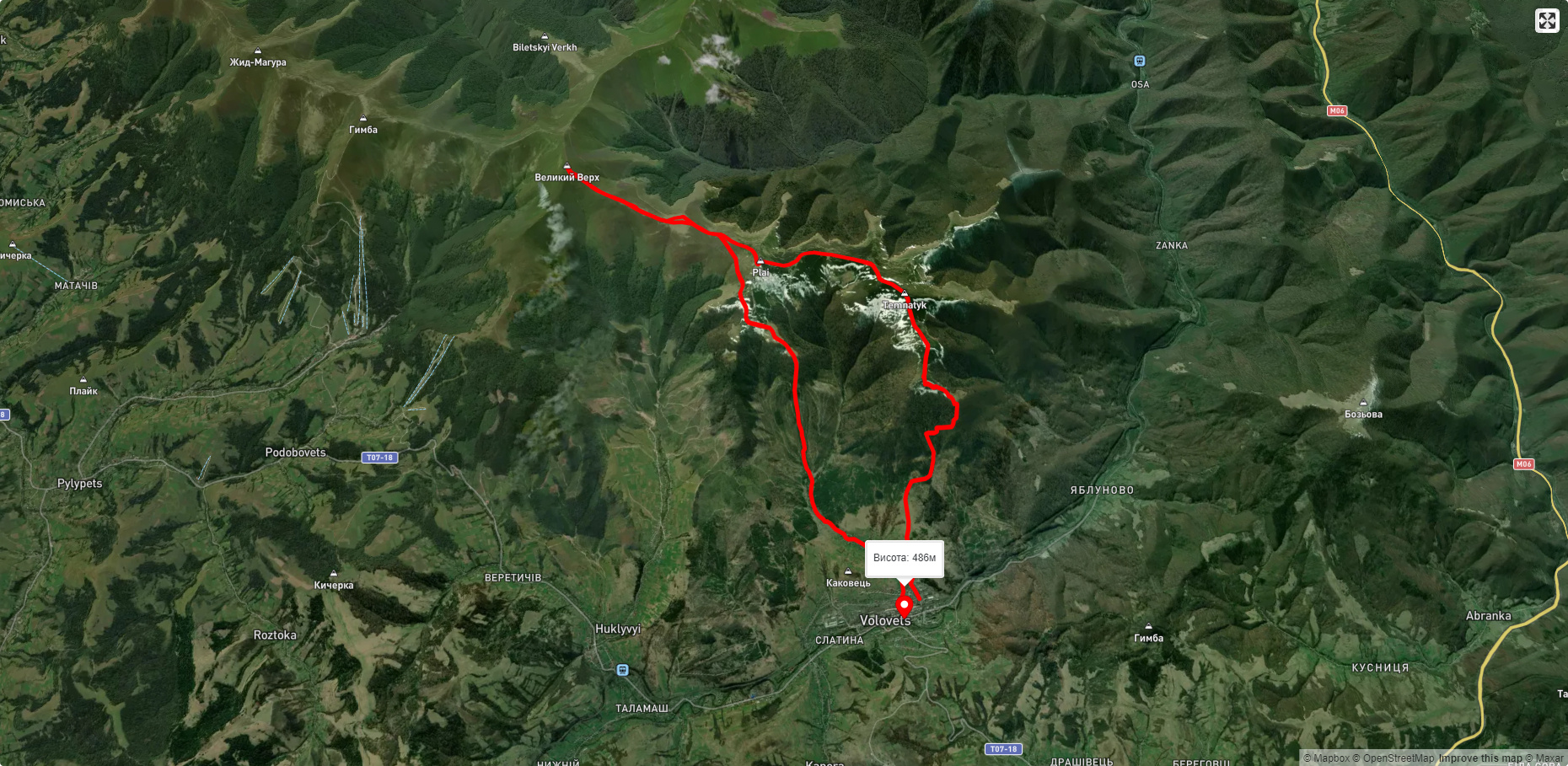 с. Воловець – г. Великий Верх – с. Воловець