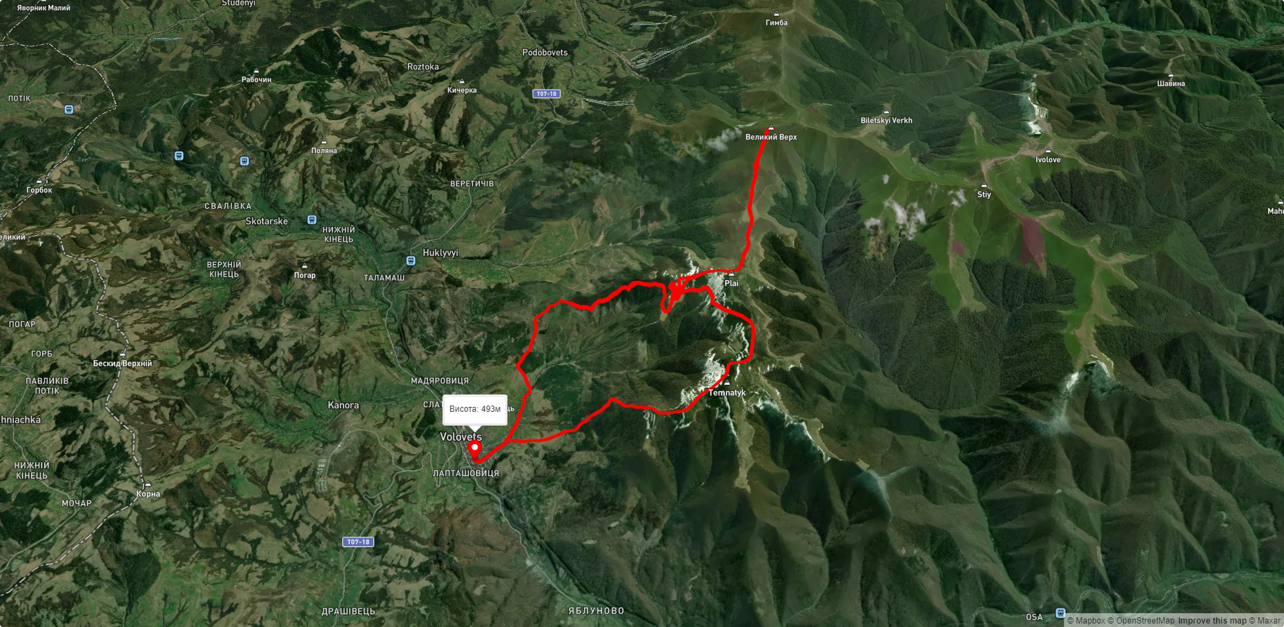 с. Воловець – г. Великий Верх – с. Воловець