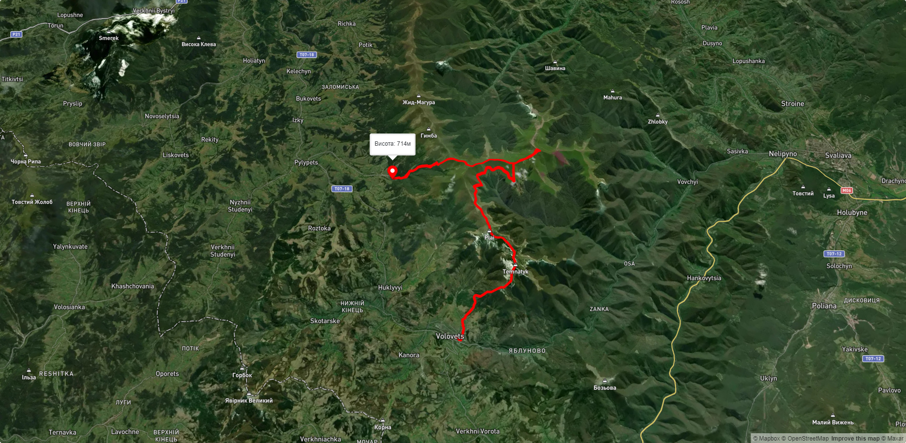 с. Воловець, через г. Стій, вдсп. Шипіт до с. Пилипець