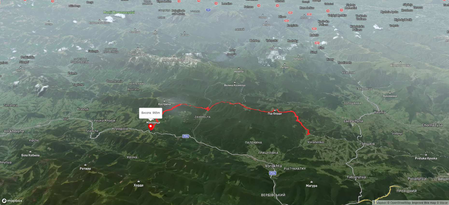 с. Вороненко, через г. Кукул до с. Кривопілля