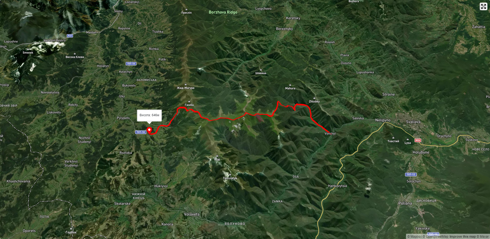 с. Вовчий, через г. Стій до с. Подобовець